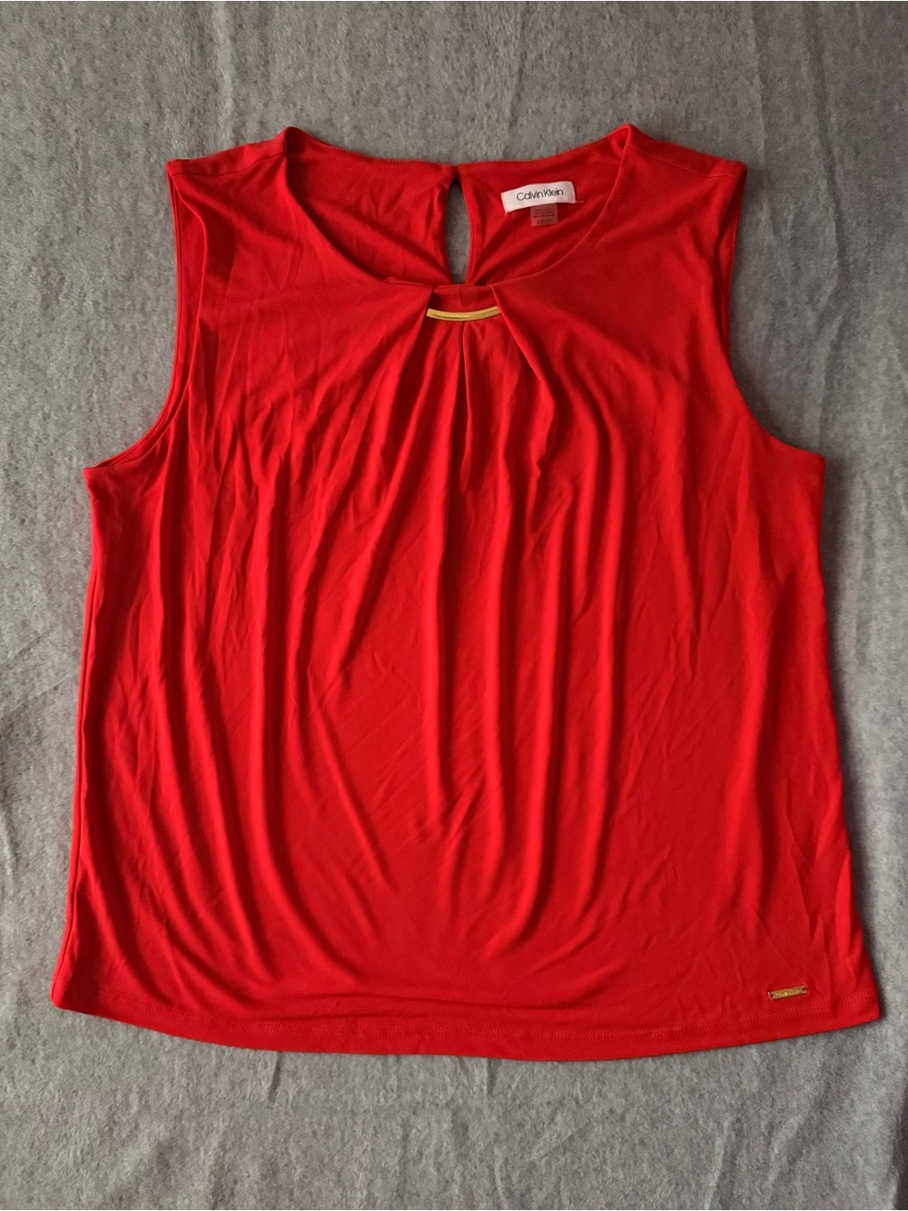 Calvin Klein Women’s XL Orange Sleeveless Top Gold Hardware Keyhole